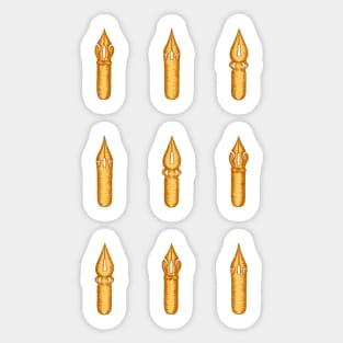Nine Dip Pen Nibs (Navy and Yellow Ochre) Sticker